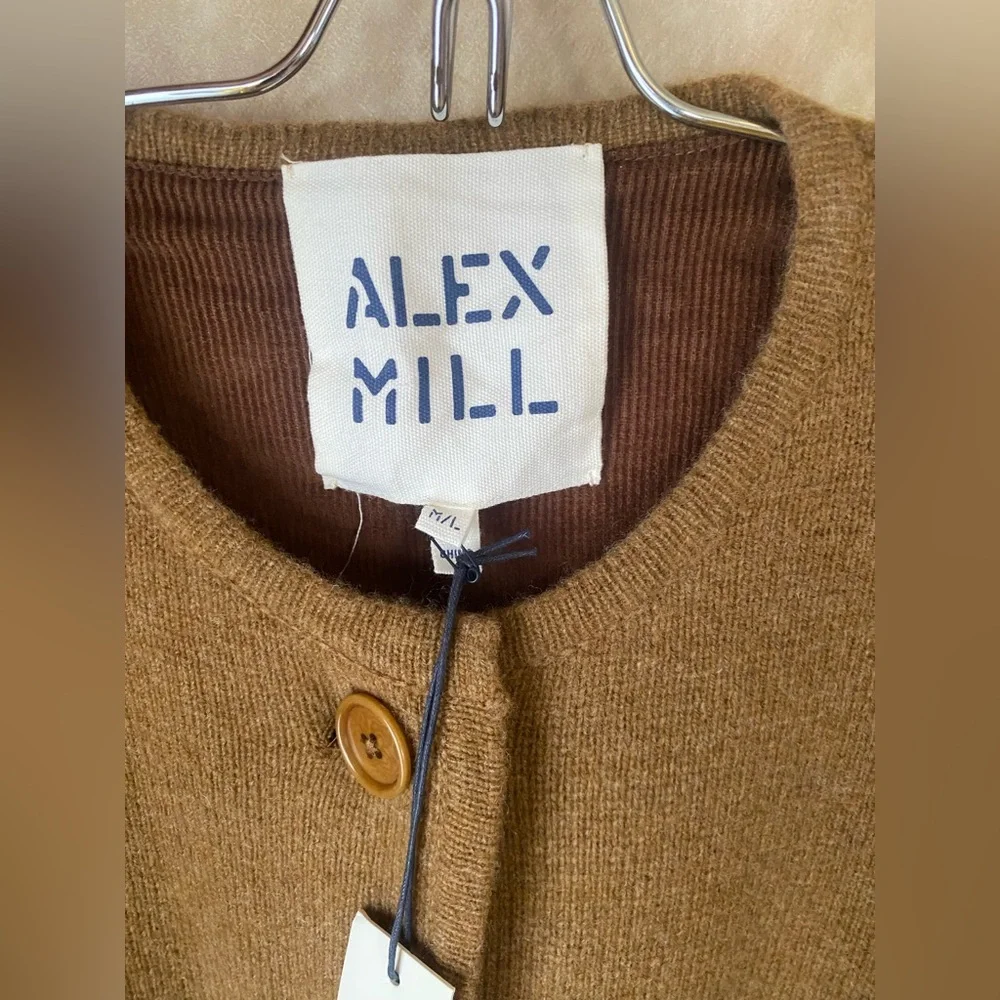 NWT Alex Mill 100% Wool Beatrice Sweater Cape Camel/Brown Pockets - Picture 5 of 9